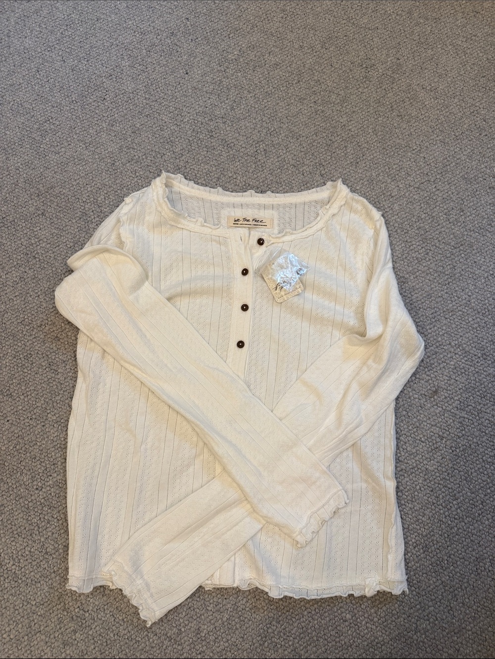 We The Free Cream Button-Front Ribbed Knit Top - Picture 1 of 7